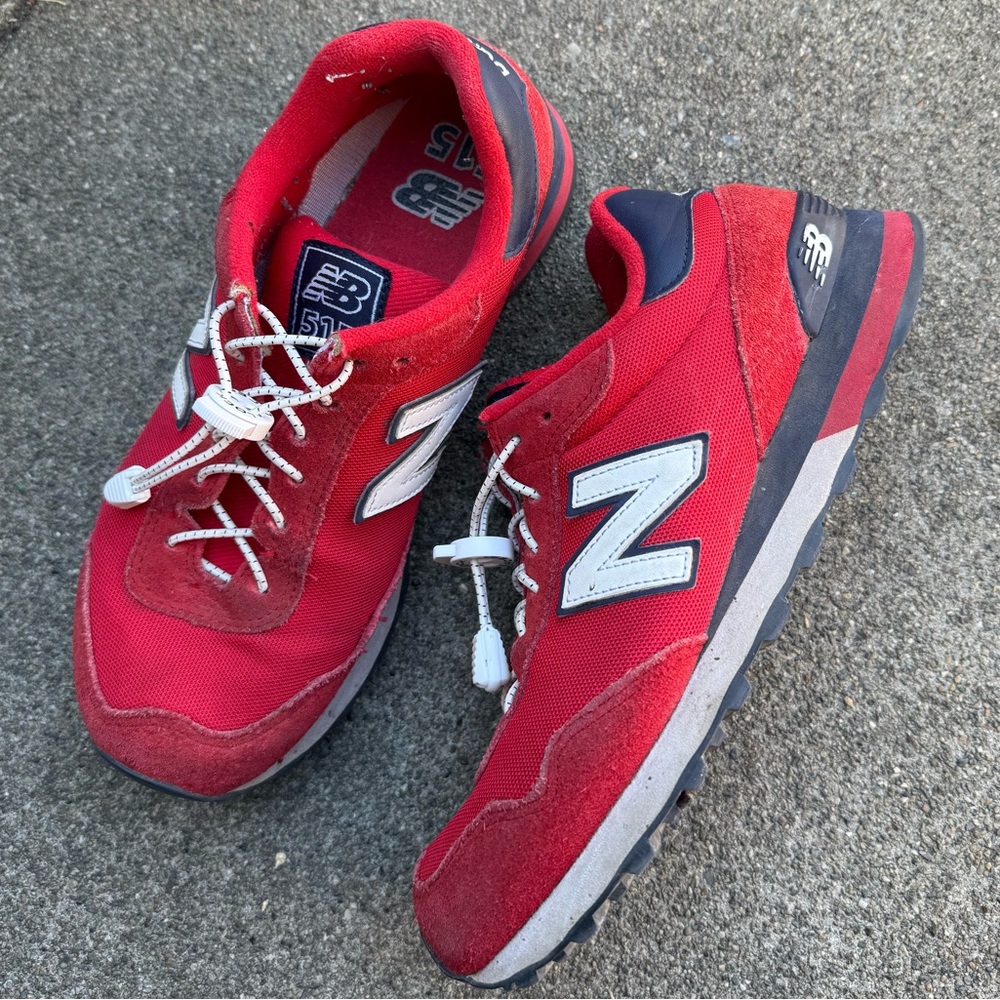 NEW BALANCE 515 WOMEN SHOES Sneakers LOCK LACES SUEDE LEATHER RETRO ORIGINAL RED - Picture 2 of 10